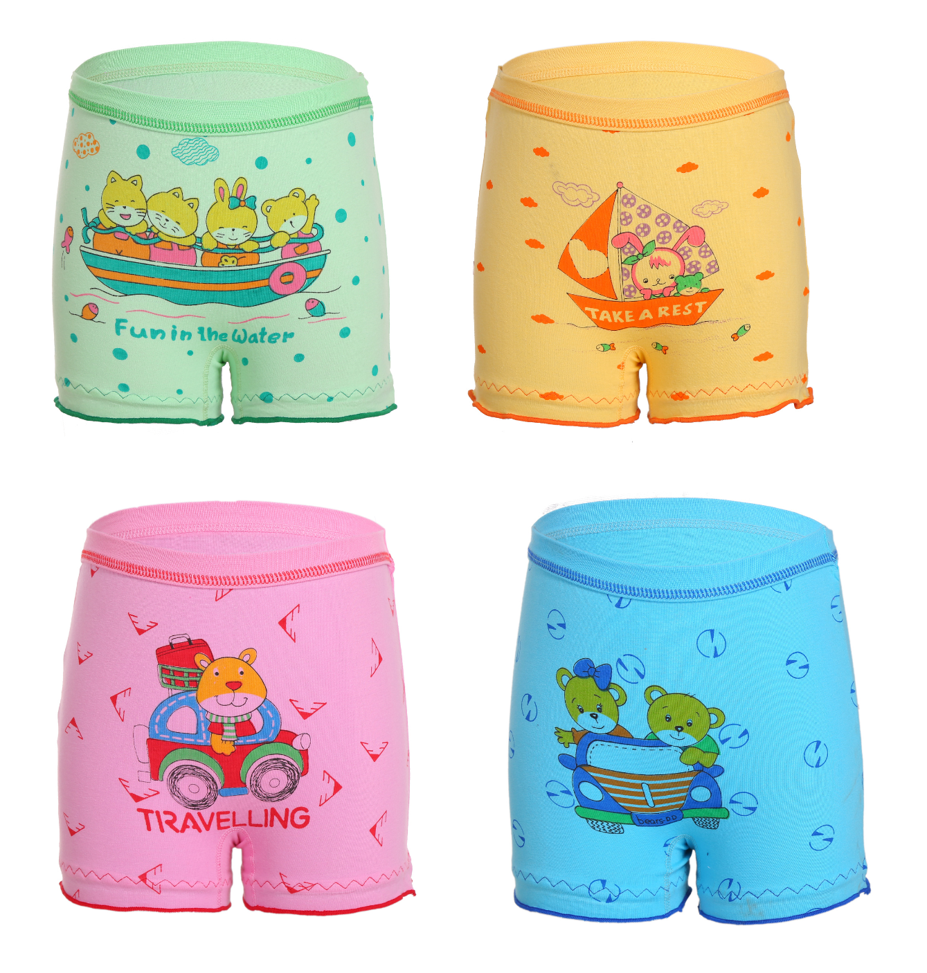 Girl's Elastane Waistband Bloomers (Pack of 4)